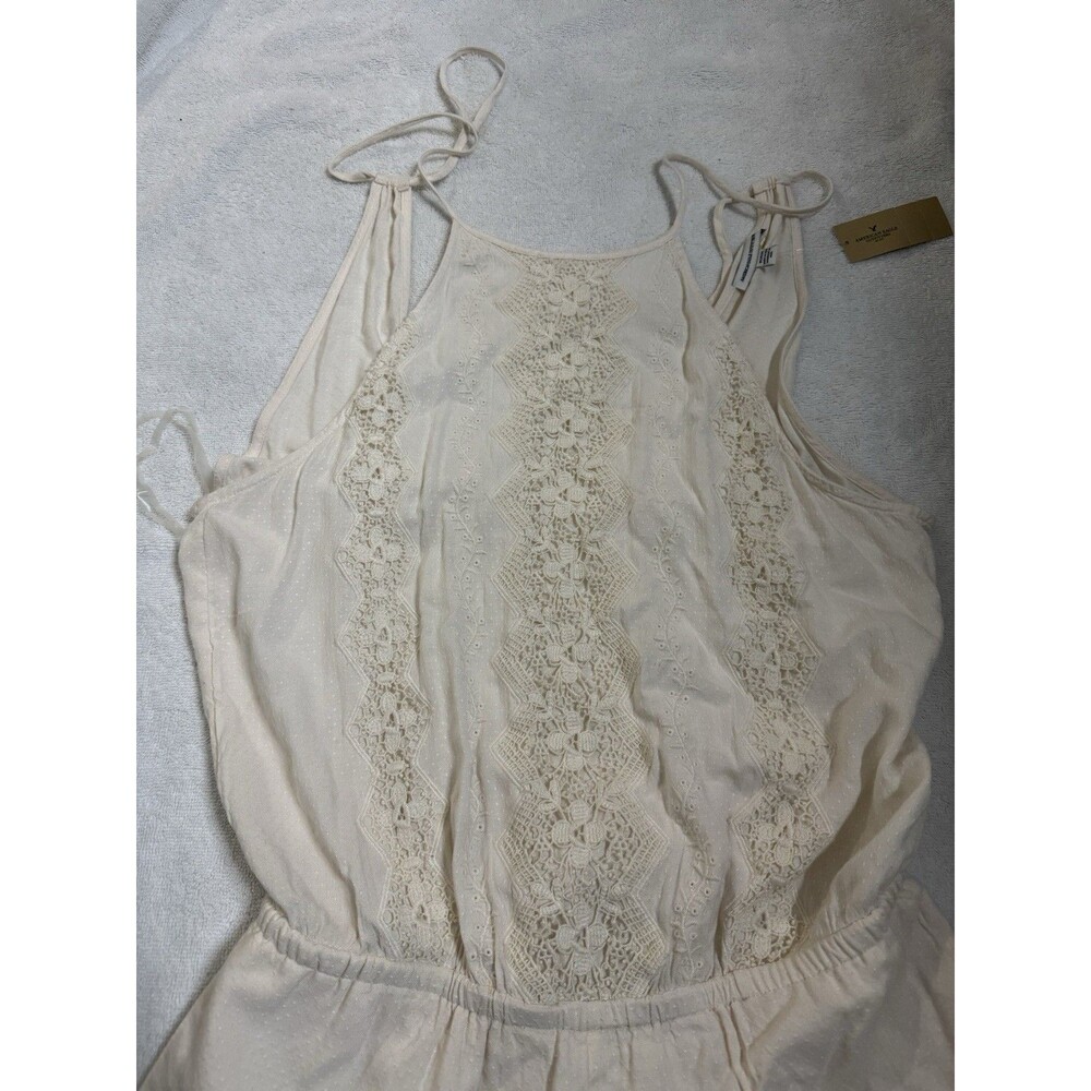 American Eagle  Womens Medium Ivory Romper Lace Festival Eyelet New - Picture 5 of 13